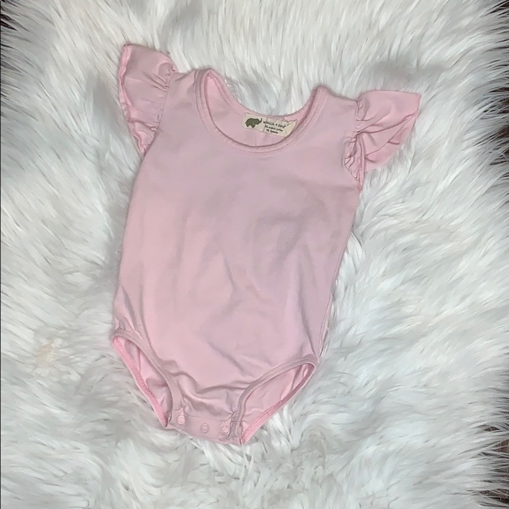 Baby Pink Ruffle Shoulder Onesie
